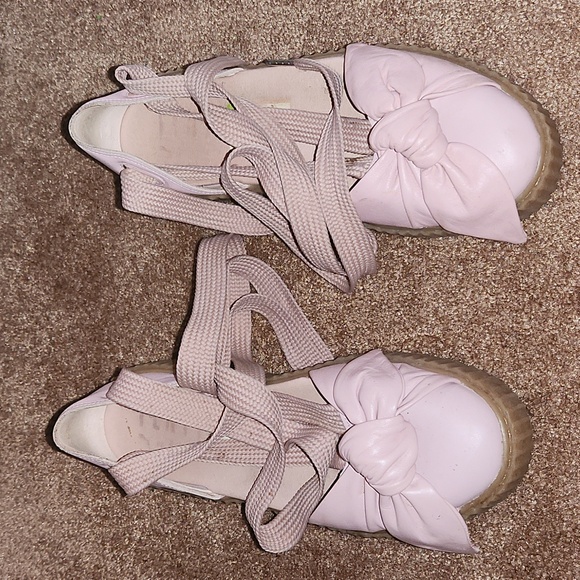 PUMA X Fenty by Rihanna Leather Bow Creeper Lace-Up Sandals Women's 9.5 Platform - Picture 1 of 5